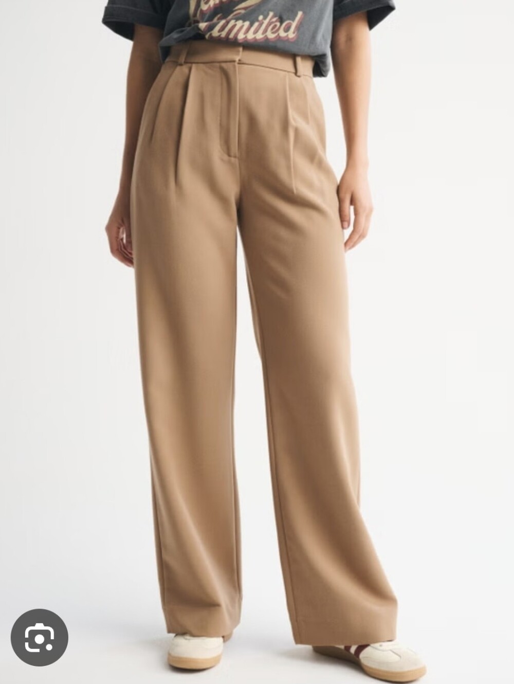 NWT Abercrombie & Fitch A&F Sloan Linen Cotton Tailored High-Rise Wide-Leg Pant